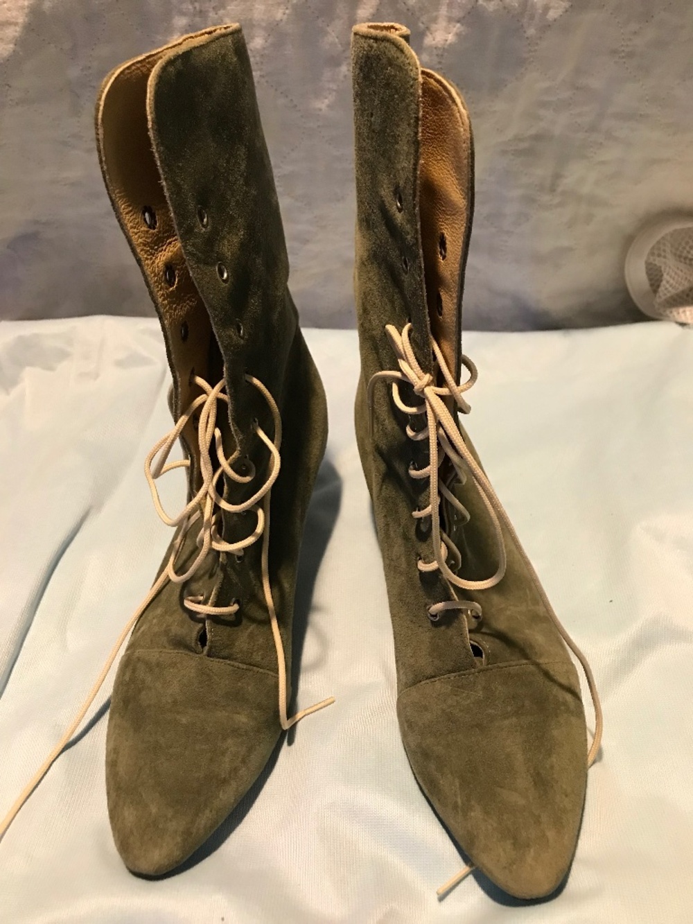 Caroline Ingram Rhodes green boots lace up 7